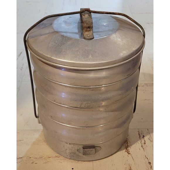 Regal Ware Stacking Carrier Aluminum 5 Tier Coal Miner Lunch Pail - Picture 1 of 9